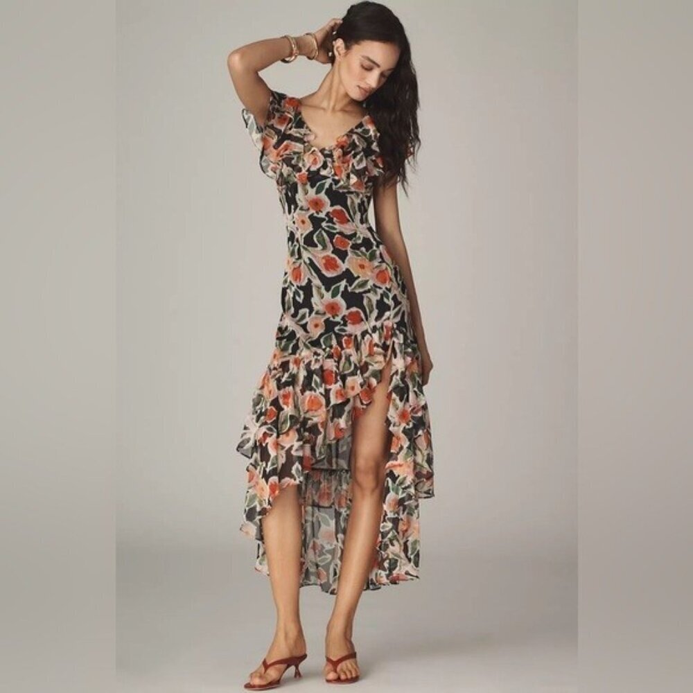 NWT Size L - En Saison Eden Chiffon High-Low Maxi Dress (NWT US$ 155)